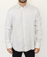 Ermanno Scervino White Black Striped Regular Fit Casual Shirt -   -  Ermanno Scervino.